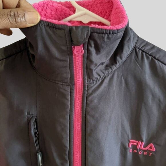Fila Sport Jacket Women's Size Small Pink Gray Fleece Zip Outdoor Fall Layer - Picture 10 of 11